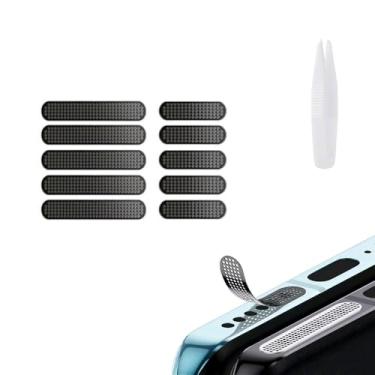 Imagem de Yefainyu Pacote com 5 adesivos universais de malha metálica antipoeira para iPhone 16 Pro Max, compatível com iPhone 16 15 14 13 12 Series