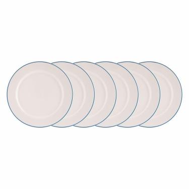 Imagem de Jogo De Pratos Rasos 6 Pcs Filete Porcelana Real By Schmidt Azul