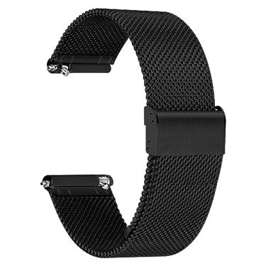Imagem de TStrap Pulseira de relógio de malha de metal - pulseira preta de liberação rápida para homens e mulheres - pulseira de substituição para relógios inteligentes de aço inoxidável - 18 mm, 20 mm, 22 mm