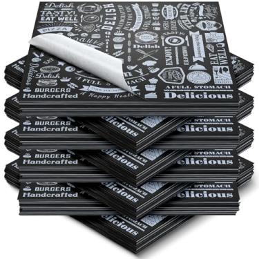 Imagem de Marspark 400 peças de folhas de papel encerado Deli 30 x 30 cm bandeja quadrada resistente à graxa, forros de cesta, envoltórios de cachorro-quente, papel de jornal à prova de água e graxa, papel de