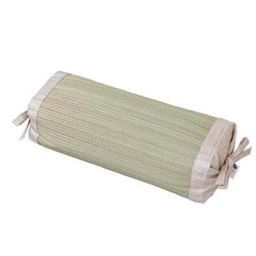 Imagem de Almofada de pescoço japonesa para dormir, almofada quadrada Asayu Igusa 30 × 15 cm bege | Almofada refrescante natural para suporte de pescoço, alívio da dor cervical, meditação e decoração, feita no