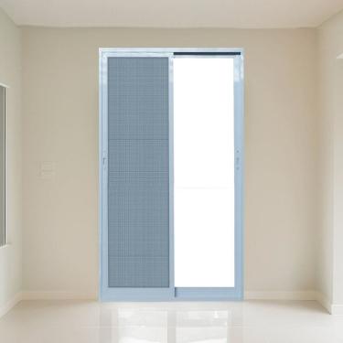 Imagem de Porta de Correr com Tela Mosquiteira 200x215cm Vidro Temperado 6cm Fábrica do Alumínio Branco