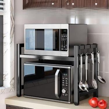 Imagem de Suporte de Microondas Ajustável em Aço Carbono Prateleira de 2 or 3 Camadas,Resistente e Multifuncional(1 camada)