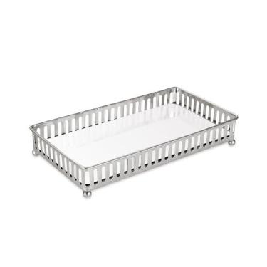 Imagem de Bandeja Retangular Decorativa Espelhada Cromada 24X12,5CM 8158 - MART,