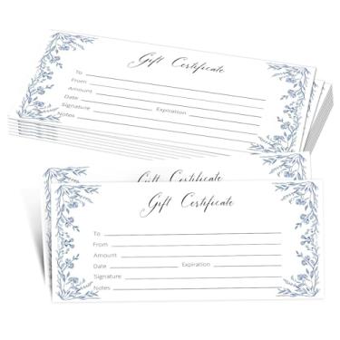 Imagem de 25 vales de presente florais para empresas, vale de presente azul em branco para salão, spa, restaurantes, casamento, aniversário, Natal, vouchers personalizados para clientes, 8 x 20 cm - 03