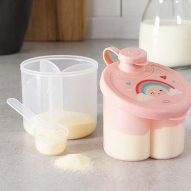 Imagem de Pote dosador leite em po para armazenar 3 divisoria 100ml cd giratoria