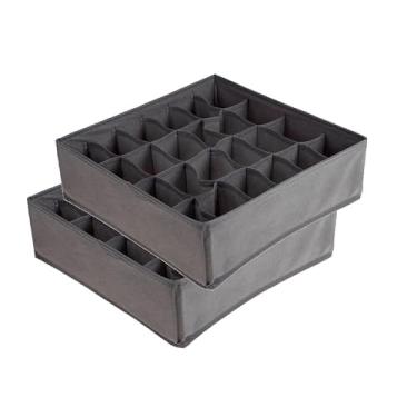 Imagem de Kit 2 Organizadores de Gaveta com 24 Divisórias para Peças Íntimas – 32x32x9,5cm – Dobrável e Respirável