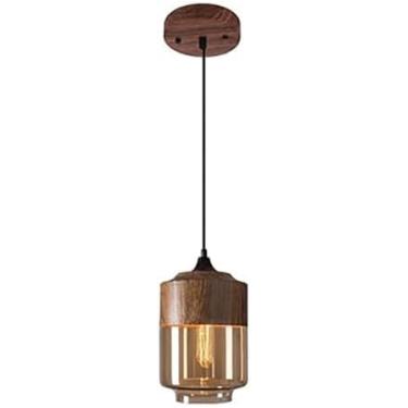 Imagem de Nordic Modern Loft Hging Glass Pendt Lamp Fixtures E27 Pendt Lights Wood Grain Metal Ceiling Lamp Para Restaurt Bar Sala De Estar Quarto, D
