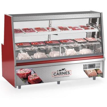 Imagem de Balcão De Frios E Avícola Aquecido Grta200a Gelopar Expositor De Carnes Vermelho 2mt 220v