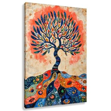 Imagem de Árvore da Vida Arte de Parede Impressão em Tela Decoração Olhos Sabedoria Natureza Fantasia Sala de Estar Quarto 30x45cmx1