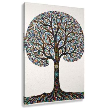 Imagem de Árvore da Vida Arte de Parede Impressão em Tela Harmonia Decoração Cores Vibrantes Sala de Estar Quarto Escritório 40x60cmx1