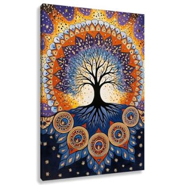 Imagem de Árvore da Vida Arte de Parede Impressão em Tela Decoração Harmonia da Vida Pintura Espiritual Roxo Azul Vermelho 30x45cmx1