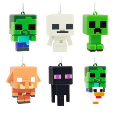 Imagem de Hallmark Minecraft Série 1 Enfeites de Natal Misteriosos, à prova de estilhaçamento, conjunto de 2, presentes para jogadores