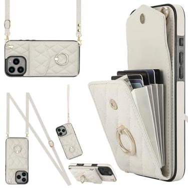 Imagem de MRRSIWEI Capa carteira para IPE 18 Pro/APE 18 Pro com porta-cartões, couro PU com cordão transversal alça de pulso capa com suporte para mulheres capa para IPE 18 Pro. Cordão branco