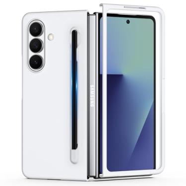 Imagem de YSLBWLE Capa para Samsung Galaxy Z Fold 7 com caneta S, capa de telefone fina e de proteção de nível militar, capa protetora à prova de choque PC rígido (branca) 30-zfold7-05