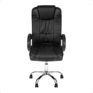 Imagem de Monaco Cadeira Presidente Executiva, Encosto Alto 70x65x115cm Assento Ergonômico Base Cromada Tecido Estofado Preto, Suporta 120kg