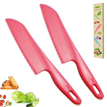 Imagem de jawbush Faca profissional de alface de plástico de 28 cm com bordas serrilhadas para cortar salada, bolo de frutas, pão, brownie, lasanha ou vários vegetais, cortador de pizza, faca de nylon para