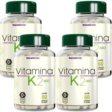 Imagem de Combo 4 Vitamina K2 Mk7 Menaquinona 140mcg 60 Cápsulas Cada - Natunéct