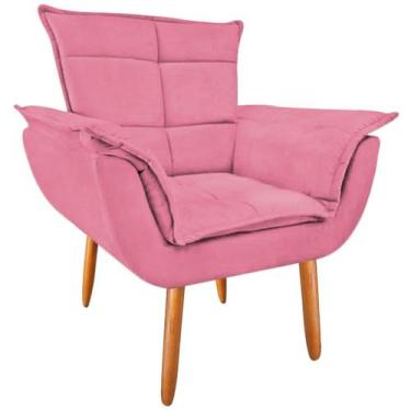 Imagem de Poltrona Decorativa Opala Suede Rosa Luxo para camarim - JBF
