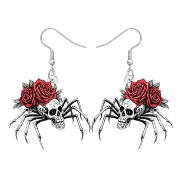 Imagem de LONYOO Brincos de caveira e rosto de abóbora com pingente de acrílico, chapéu de bruxa, joias de Halloween, presentes assustadores para mulheres, fantasias de Halloween, acessórios de festa, Medium