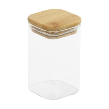 Imagem de Pote Hermético De Vidro Borossilicato 250ml Com Tampa De Bambu - Square Storage Jar