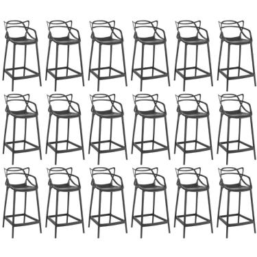 Imagem de Kit 18 Banquetas Média Allegra 66cm Design Cozinha/bancada - Preto