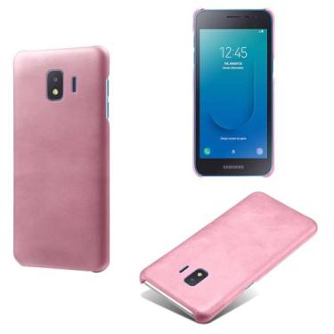 Imagem de Capa para Samsung Galaxy J2 Core,Proteção contra quedas,Casca de volta de cor sólida simples,Design de couro de imitação de plástico-Pink