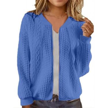 Imagem de Suéter Cardigan WROLEM com capuz com zíper para mulheres