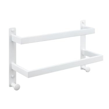 Imagem de Chiunikoo Toalheiro duplo de 40,6 cm para banheiro com ganchos SUS 304 toalheiro de banho de aço inoxidável montado na parede com acabamento branco