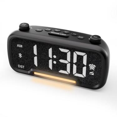 Imagem de Rádio-despertador digital com alto-falante Bluetooth V5.0, rádio-relóg