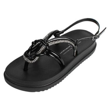 Imagem de Sandália Flatform Conforto Pratico Strass Brilhante Dakota
