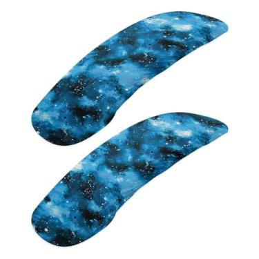 Imagem de SAJJWHHR Conjunto de 2 capas de apoio de braço para cadeira de escritório com estampa de galáxia, capas para descanso de braço para cadeira de escritório, elásticas, removíveis, capas para apoio de