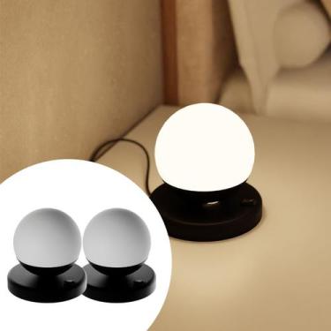 Imagem de Kit 2 Abajur Luminária De Mesa Dama Moderno Alumínio Com Globo Vidro c