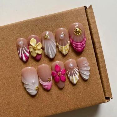 Imagem de Unhas postiças MAGLFELL Luxury Medium Ammond 3D Women ABS