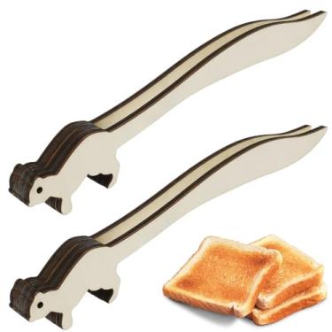 Imagem de LCZNXJJY 2 pinças de torradeira de esquilos com cabo de 23 cm, mini pinças de madeira, utensílios de madeira ultra aderentes e utensílios de cozinha fofos, pinças de madeira para frutas, pão, picles,