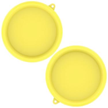 Imagem de UKQRRTC 2 peças de tampa de máquina de sorvete para minha caneca de sorvete, capa de caneca de silicone de 15 cm, tampa de tigela reutilizável para sorvete (amarelo)