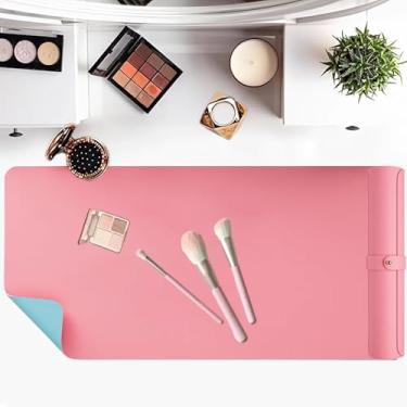 Imagem de Tapete de maquiagem para penteadeira, almofada protetora de mesa dupla face, impermeável, à prova de óleo, acessório para maquiagem, arte em unhas, artesanato, laptop, bancada de trabalho, 60 x 30 cm