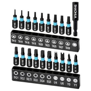 Imagem de Conjunto de 20 peças de chave de fenda, conjunto de chaves de fenda triangular de 2,5 cm TA12-30, brocas quadradas #2,2,75,3,4,5, conjunto de brocas em forma de U U4, U6, chaves de fenda tipo Y Y0, Y1