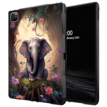 Imagem de Capa para iPad Pro 12,9 iPad 6ª geração/iPad 5ª geração (12,9 polegadas, modelo 2022/2021/2020) Capa protetora de TPU macio de borracha TPU fosca, elefante da selva