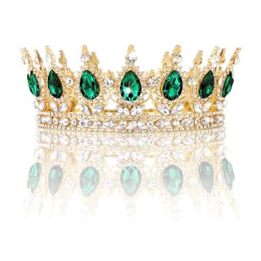 Imagem de Coroa dourada para mulheres, tiara de tiaras de cristal para casamento, acessórios de cabelo para noiva, festa de aniversário, formatura, bolo, Strass