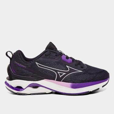Imagem de Tênis Mizuno Wave Dynasty 7 Feminino, Preto, Roxo, 35