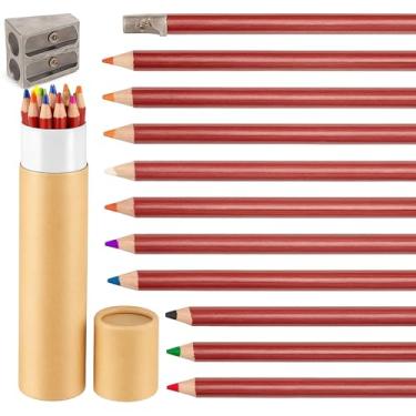 Imagem de Lápis de giz de madeira com apontador e caneta de papel kraft para quadro-negro, lápis de giz de cor verdadeira, lápis de giz para quadro-negro, cores sortidas