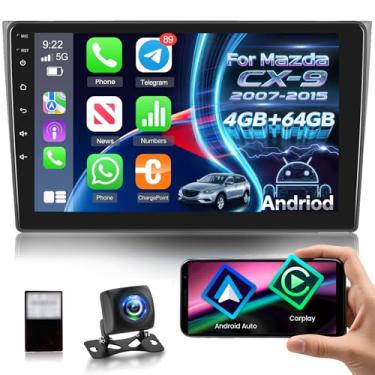 Imagem de [Qualcomm 8 Core 4+64G] Rádio veicular Android 15 para Mazda CX-9 2007-2015 com carplay sem fio e Android Auto - 10 polegadas 1280 * 720 IPS Touchscreen estéreo automotivo - DSP/GPS/WiFi/SWC + câmera