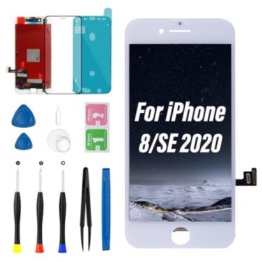 Imagem de Para iPhone 8/SE 2020 2ª tela branca de substituição de tela de 4,7 polegadas digitalizador conjunto completo com ferramentas de reparo A2275 A2298 A2296