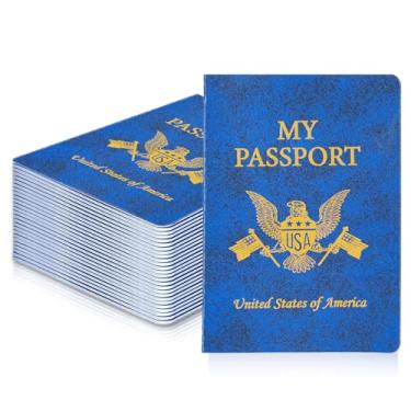 Imagem de Llamau 30 Cadernos De Passaporte Em Branco, Diário Viagem - Caderno Azul Para Crianças, Inclui Adesivos E Carimbos, Festa Temática Escolar, Atividade Faz Conta No Mundo