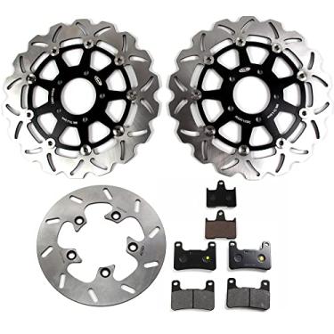 Imagem de Arashi Rotores e pastilhas de disco de freio dianteiro traseiro para Suzuki GSXR 600 750 2004-2005, GSXR 1000 2003-2004, acessórios de substituição de motocicleta preto