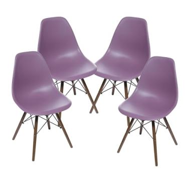Imagem de Cadeira Charles Eames Design Clássico com Encosto Anatômico, Assento Ergonômico e Pernas de Madeira Natural para Sala, Escritório ou Jantar - Unidade ou Kit (10, Roxa, Adulto)