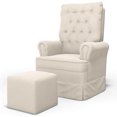 Imagem de Poltrona de Amamentação e Descanso com Balanço e Puff Laís G05 Veludo Creme - Mpozenato