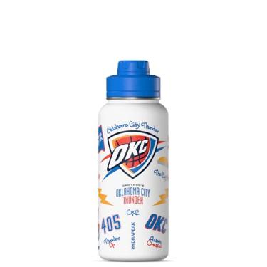 Imagem de Hydrapeak Garrafa de água ativa Oklahoma City Thunder 947 ml oficialmente licenciada pela NBA com tampa Chug de aço inoxidável reutilizável com isolamento de parede dupla, presente esportivo