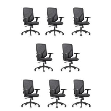 Imagem de Kit 8 Cadeiras Escritório Diretor NR17 Tela Mesh Alpha - Movescan